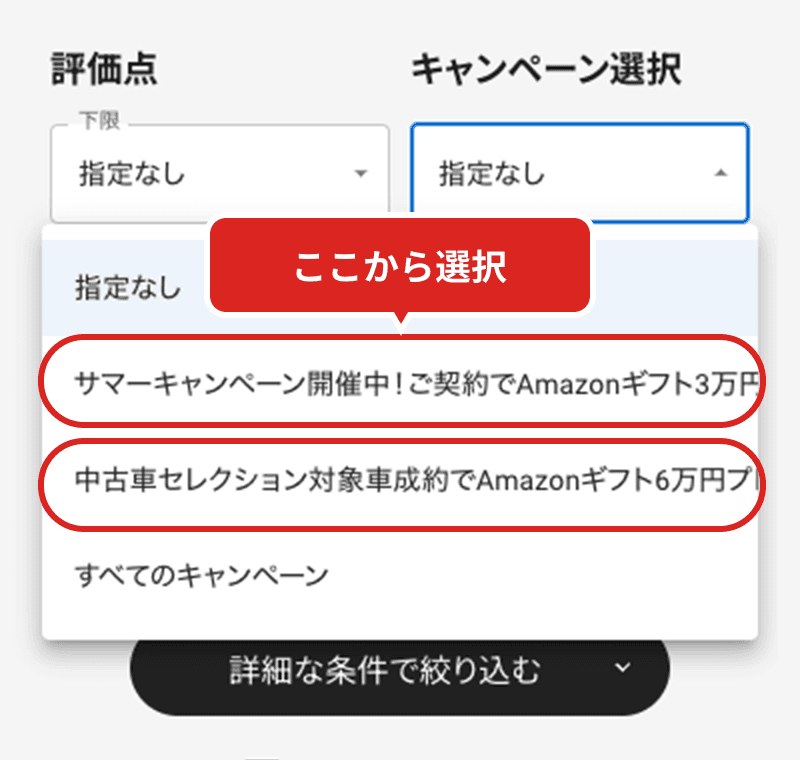 キャンペーン対象車の選び方