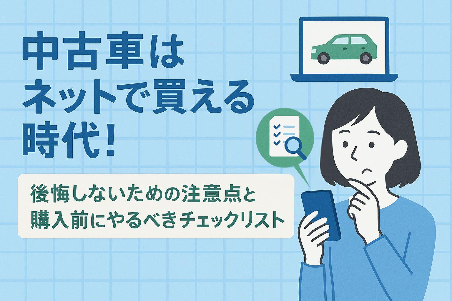 タイトル画像:中古車はネットで買える時代!ネットで車を購入するコツや注意点を解説。購入前の確認リストも
