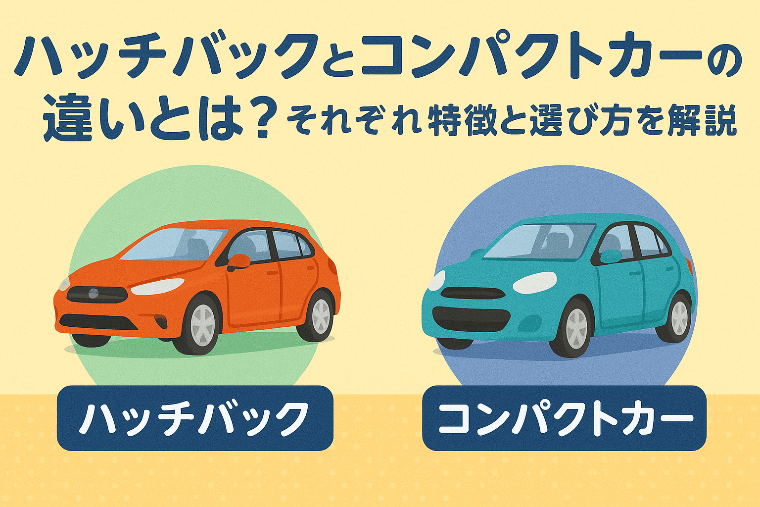タイトル画像:ハッチバックとは?コンパクトカーやセダンとの違いや各特徴、選び方を解説