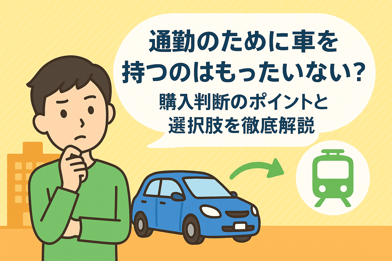 タイトル画像:通勤のために車を持つのはもったいない?購入判断のポイントと選択肢を徹底解説