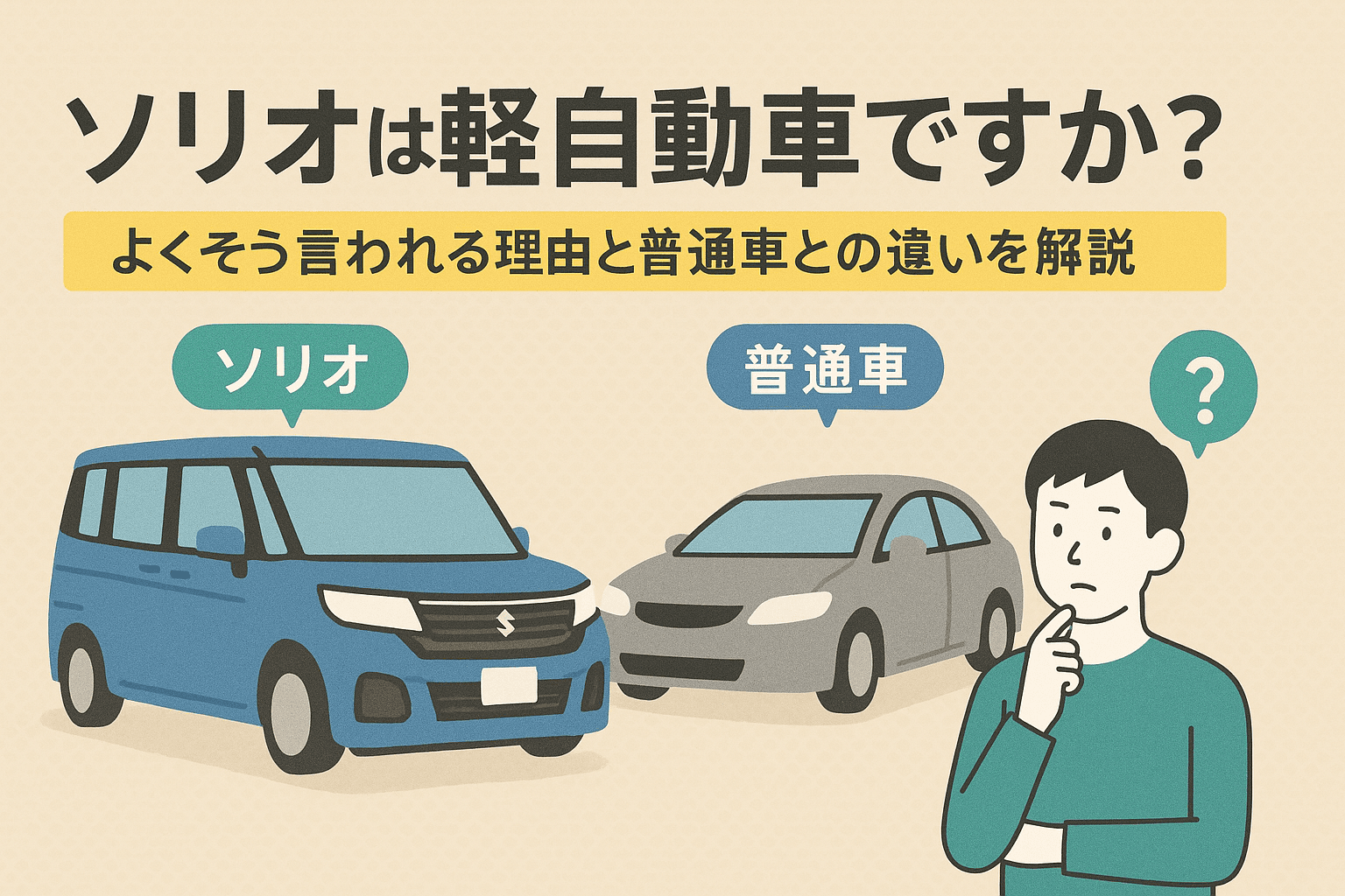 タイトル画像:ソリオは軽自動車ですか?よくそう言われる理由と普通車との違いを解説