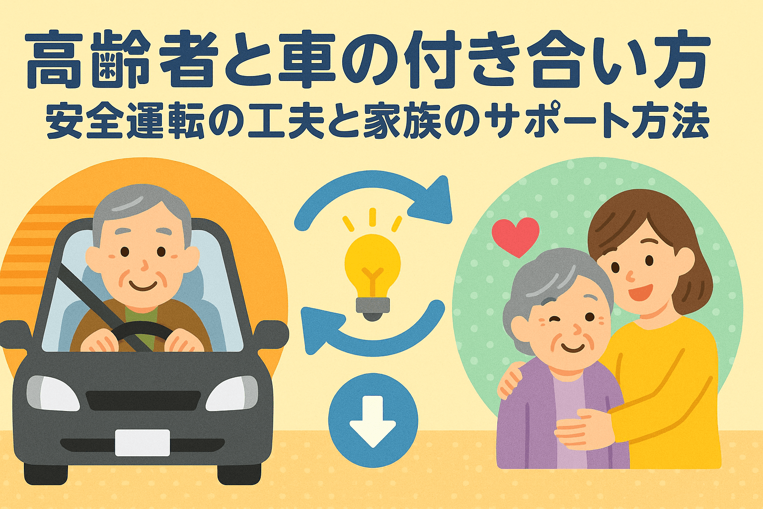 タイトル画像:高齢者と車の付き合い方|安全運転の工夫と家族のサポート方法