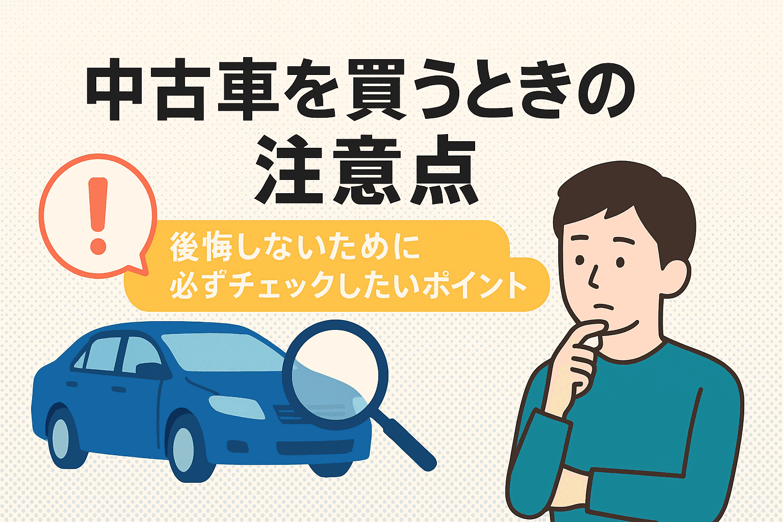 タイトル画像:中古車を買うときの注意点|後悔しないために必ずチェックしたいポイント