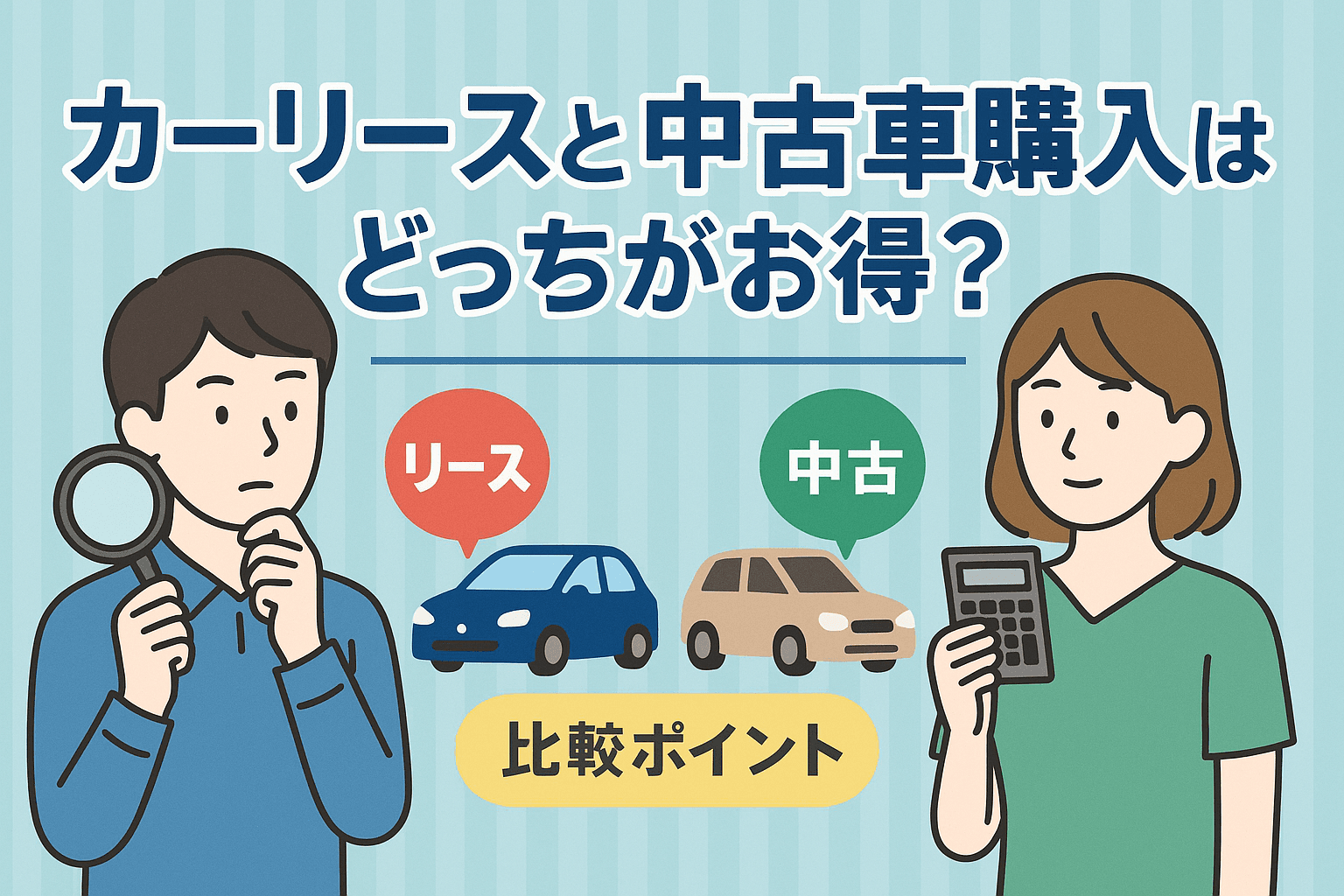 タイトル画像:車はリースと購入どちらが得?費用比較や特徴から見るあなたにおすすめな車の持ち方
