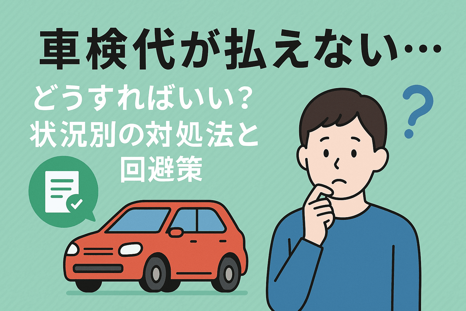 タイトル画像:車検代が払えない…どうすればいい?状況別の対処法と回避策